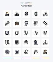 Creative Plumber 25 Line FIlled icon pack  Such As plumber. shower. mechanical. plumbing. mechanical vector