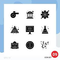 9 Thematic Vector Solid Glyphs and Editable Symbols of acid chat money mail sign Editable Vector Design Elements
