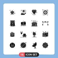 Set of 16 Modern UI Icons Symbols Signs for jam target nature selection jewelry Editable Vector Design Elements