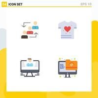 Pack of 4 creative Flat Icons of career love ladder work computer Editable Vector Design Elements