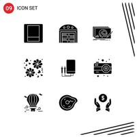 9 Thematic Vector Solid Glyphs and Editable Symbols of digital amper new voltmeter gift Editable Vector Design Elements