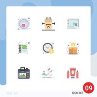 9 User Interface Flat Color Pack of modern Signs and Symbols of time management management window diary program Editable Vector Design Elements