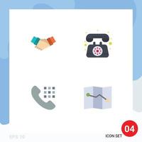 Pack of 4 creative Flat Icons of handshake call hands communication dial Editable Vector Design Elements