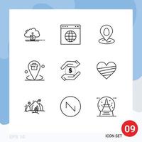 Universal Icon Symbols Group of 9 Modern Outlines of placeholder location website corporate easter Editable Vector Design Elements