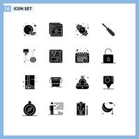 Stock Vector Icon Pack of 16 Line Signs and Symbols for monitor technology jewelry internet repair Editable Vector Design Elements