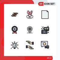 Modern Set of 9 Filledline Flat Colors Pictograph of pin trusted document guarantee ecommerce Editable Vector Design Elements