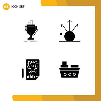 4 User Interface Solid Glyph Pack of modern Signs and Symbols of award pencle edge export file Editable Vector Design Elements