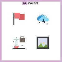 Group of 4 Modern Flat Icons Set for basic science education cloud weather science portfolio Editable Vector Design Elements