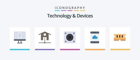 Devices Flat 5 Icon Pack Including . ram. hard disk. memory. smartphone. Creative Icons Design vector