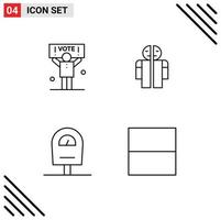 Mobile Interface Line Set of 4 Pictograms of campaign meter vote medical grid Editable Vector Design Elements