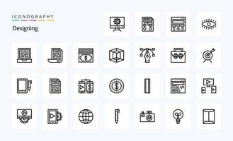 25 Designing Line icon pack vector