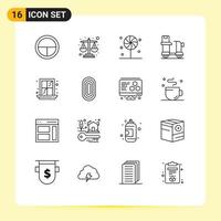 Group of 16 Modern Outlines Set for window product candy logistic box Editable Vector Design Elements