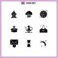 9 Thematic Vector Solid Glyphs and Editable Symbols of abrahamic solution upload idea box Editable Vector Design Elements