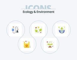 Ecology And Environment Flat Icon Pack 5 Icon Design. green. nature. industry. natural. leaf vector