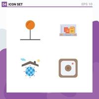 Pictogram Set of 4 Simple Flat Icons of coordinate home presentation briefcase instagram Editable Vector Design Elements