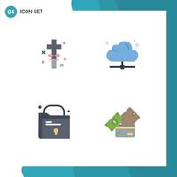 Set of 4 Commercial Flat Icons pack for cross file easter share credit card Editable Vector Design Elements