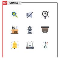 Set of 9 Modern UI Icons Symbols Signs for beach scale search pencil holder Editable Vector Design Elements