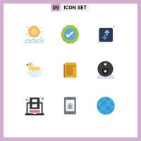 Set of 9 Modern UI Icons Symbols Signs for report document direction easter duck Editable Vector Design Elements