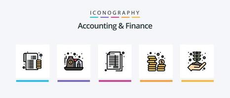 Accounting And Finance Line Filled 5 Icon Pack Including finance. investment. report. finance. strategy. Creative Icons Design vector
