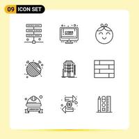 9 Creative Icons Modern Signs and Symbols of dormitory building baby yarn dressmaker Editable Vector Design Elements