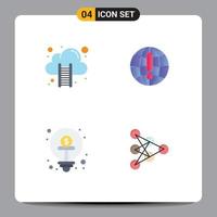 móvil interfaz plano icono conjunto de 4 4 pictogramas de nube informática multitud fondos escalera navegador fondos editable vector diseño elementos