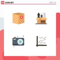 4 Thematic Vector Flat Icons and Editable Symbols of box stationary no pen father Editable Vector Design Elements