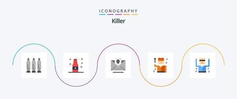 asesino plano 5 5 icono paquete incluso delincuente. espiar. muerto. profesión. crimen vector