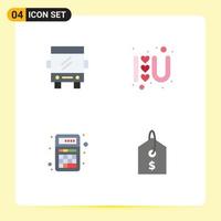 Pictogram Set of 4 Simple Flat Icons of bus app travel love logo calculator Editable Vector Design Elements