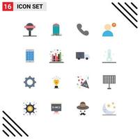 Modern Set of 16 Flat Colors Pictograph of business mobile application call mobile profile Editable Pack of Creative Vector Design Elements