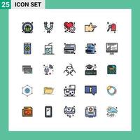Set of 25 Modern UI Icons Symbols Signs for application key heart location hotel thumbs up Editable Vector Design Elements