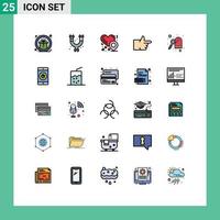 Set of 25 Modern UI Icons Symbols Signs for application key heart location hotel thumbs up Editable Vector Design Elements