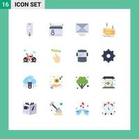 Group of 16 Modern Flat Colors Set for income capital women finance message Editable Pack of Creative Vector Design Elements