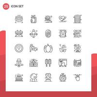 valores vector icono paquete de 25 línea señales y símbolos para servidor datos gráfico nube corazón editable vector diseño elementos