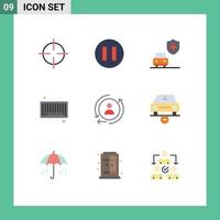 Pictogram Set of 9 Simple Flat Colors of less car security remarketing digital Editable Vector Design Elements