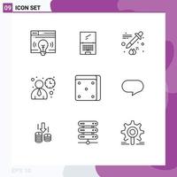 Editable Vector Line Pack of 9 Simple Outlines of dice user interface laptop user interface Editable Vector Design Elements