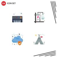 Modern Set of 4 Flat Icons Pictograph of analog data chemistry formula tent free Editable Vector Design Elements