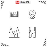 4 Creative Icons Modern Signs and Symbols of graph place down mark pointer Editable Vector Design Elements