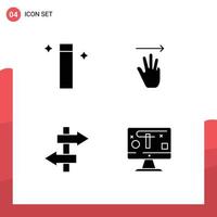 User Interface Pack of 4 Basic Solid Glyphs of magic journey hand right design Editable Vector Design Elements