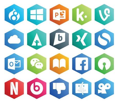 20 Social Media Icon Pack Including pill open source xing facebook messenger 19721768 Vector Art at Vecteezy