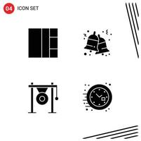 Pack of Modern Solid Glyphs Signs and Symbols for Web Print Media such as grid music bells audio clock Editable Vector Design Elements