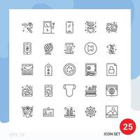 25 Creative Icons Modern Signs and Symbols of painting art mobile cap claus Editable Vector Design Elements