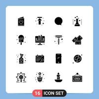 Pack of 16 creative Solid Glyphs of ice medical chat laboratory healthcare Editable Vector Design Elements