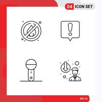 4 Universal Line Signs Symbols of no fire products chat error devices career demotion Editable Vector Design Elements