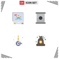 User Interface Pack of 4 Basic Flat Icons of analysis accessory convince preserves jewelry Editable Vector Design Elements