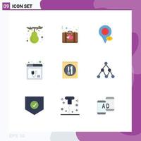 Modern Set of 9 Flat Colors Pictograph of website plugin suitcase internet pointer Editable Vector Design Elements