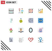 Pictogram Set of 16 Simple Flat Colors of temperature graph cancel dollar analysis Editable Pack of Creative Vector Design Elements