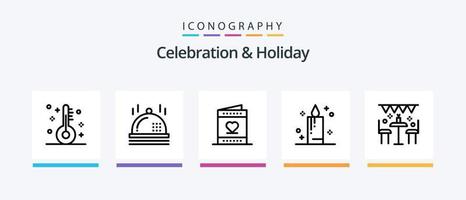 Celebration and Holiday Line 5 Icon Pack Including celebration. holiday. event. decoration. balloons. Creative Icons Design vector