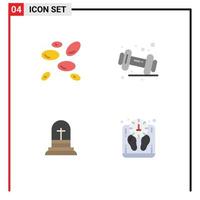 Pack of 4 Modern Flat Icons Signs and Symbols for Web Print Media such as hematology christian white cells fitness easter Editable Vector Design Elements