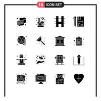 Solid Glyph Pack of 16 Universal Symbols of fire hose develop bridge coding c Editable Vector Design Elements