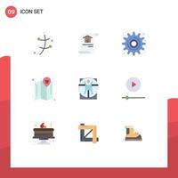 Pictogram Set of 9 Simple Flat Colors of medical virtruvian cog cart map Editable Vector Design Elements